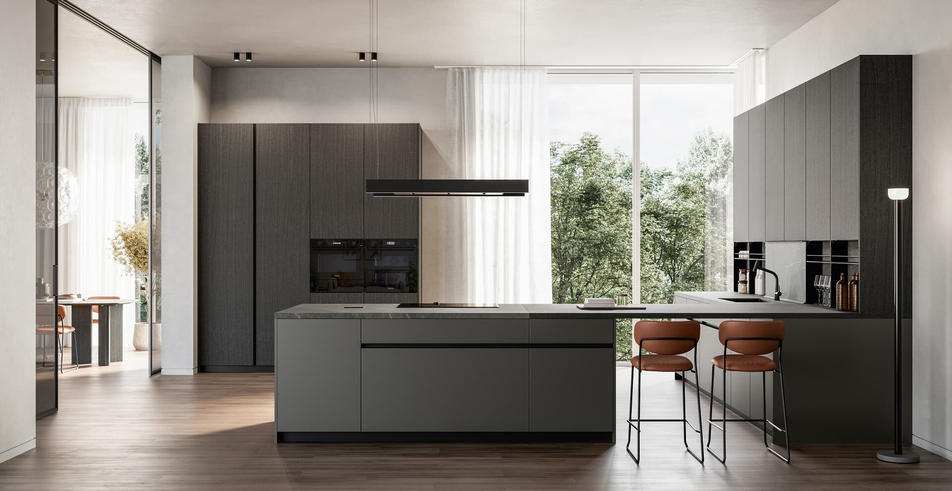 Cucina minimal con penisola